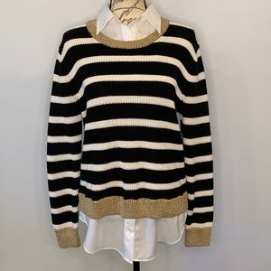 Ralph Lauren ‘Adanna’ striped twofer layered look sweater L